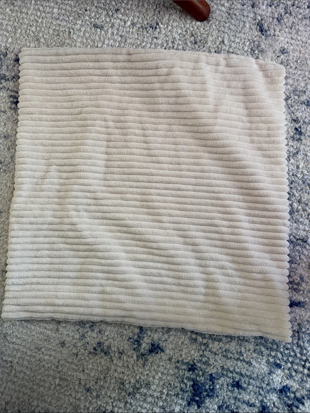 Plush Ribbed Throw Pillow Cover, Ivory